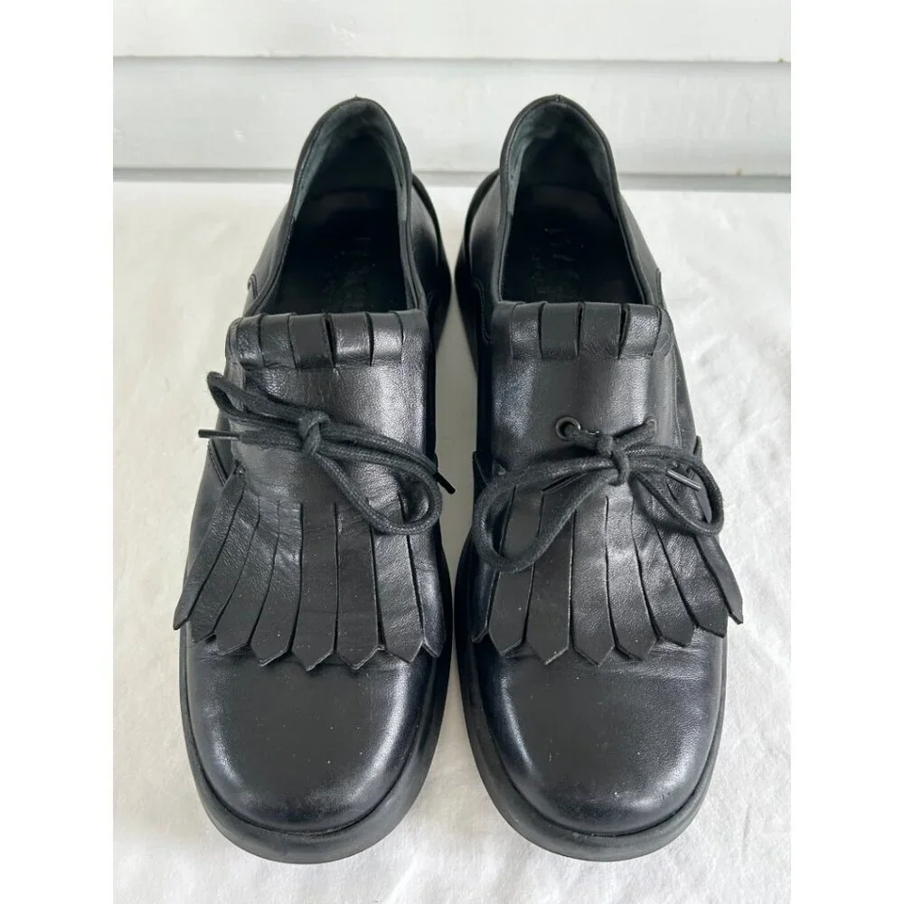 Bruno Magli Sport Mens Black Fringe Leather Lace-Up Oxford Shoes Size 37.5